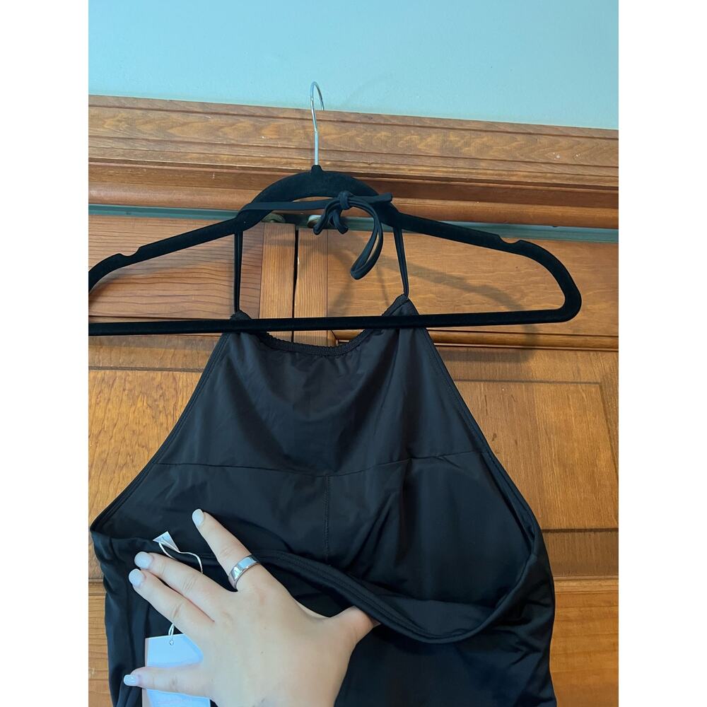 NWT Andie Women's The Baja Halter Tankini Bikini Swim Top Eco-Nylon Black Size S - Picture 5 of 12